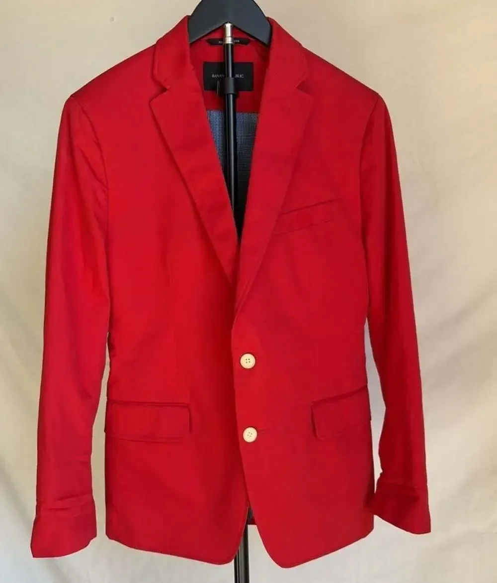 Banana Republic Tailored Fit Red Cotton Sateen Blazer 38s